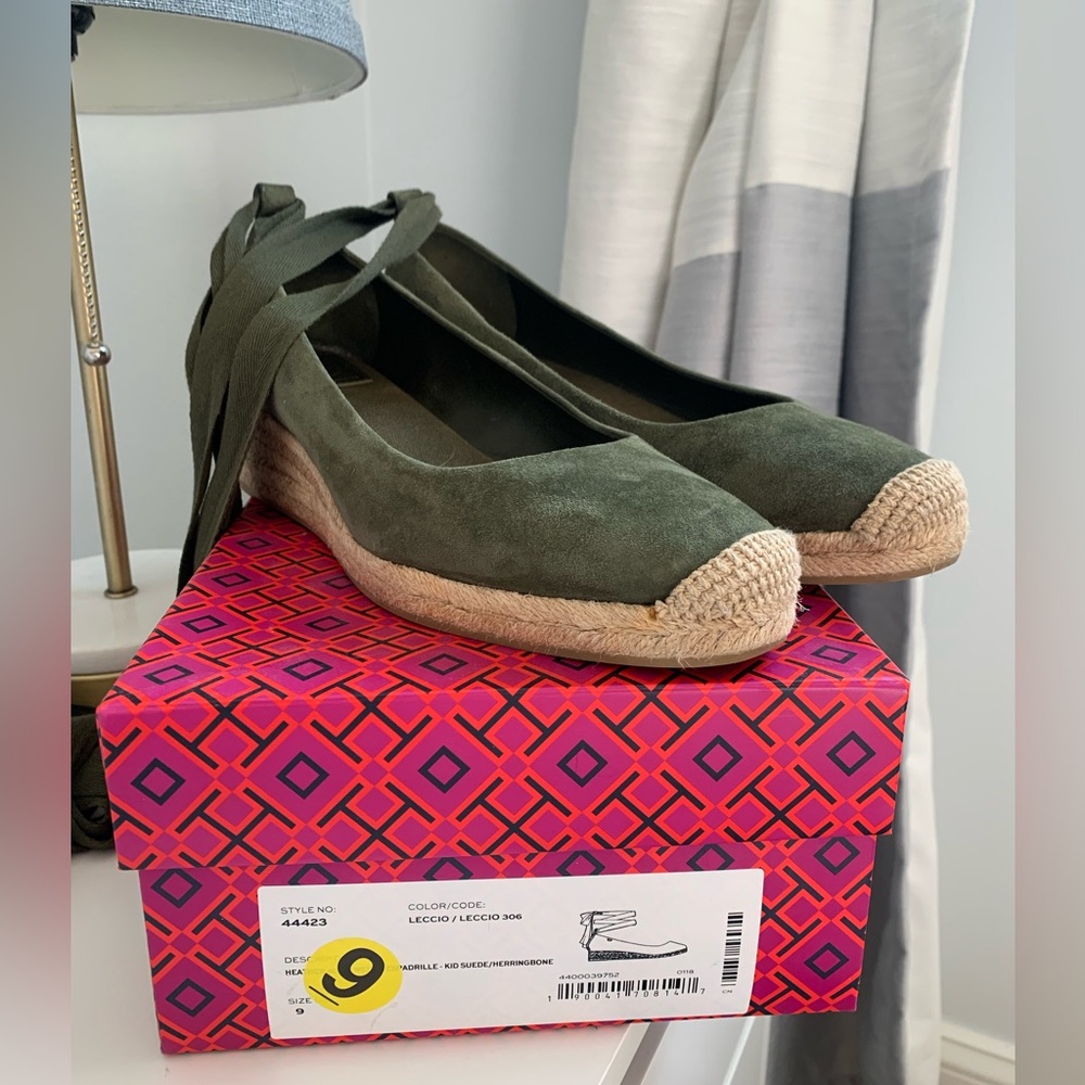 Tory Burch Lace Up Suede Espadrille Size 9